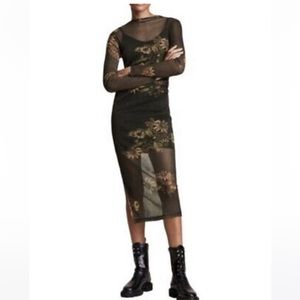 ALLSAINTS Avifauna Francesco Sheer Midi Dress NWT
